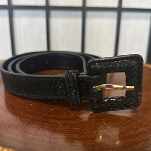 Zara Black Textured Belt with Gold Hardware Size 80